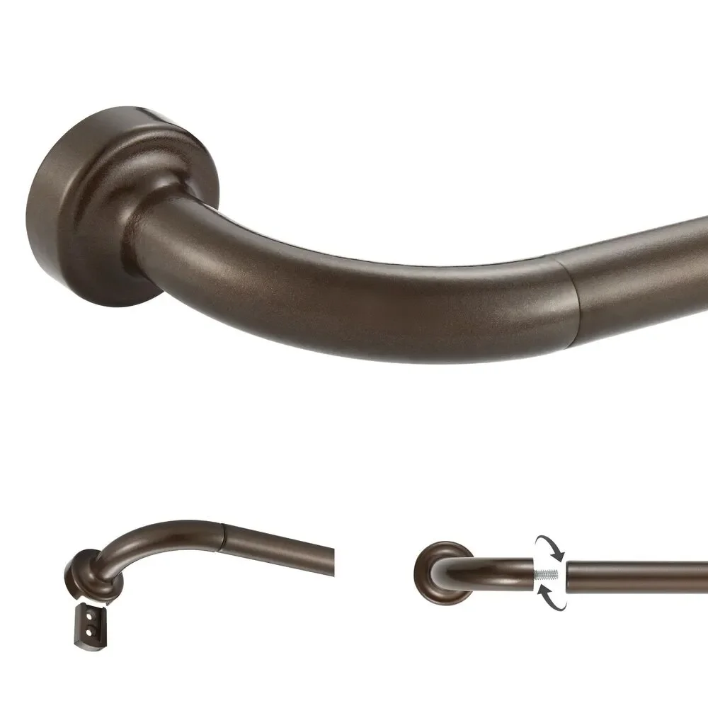Dark Bronze Curtain Rod, Adjustable Width 48-84